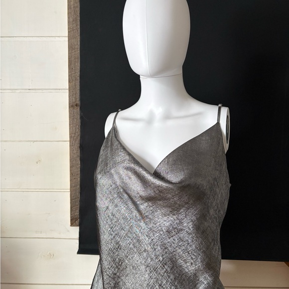 Dynamite Metallic Silver Strapless Cowl Slip Dress - Picture 2 of 8